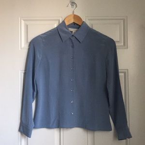 Light blue 100% silk blouse